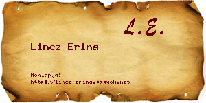 Lincz Erina névjegykártya